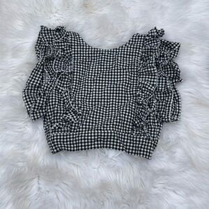 Black and White Gingham Ruffle Top